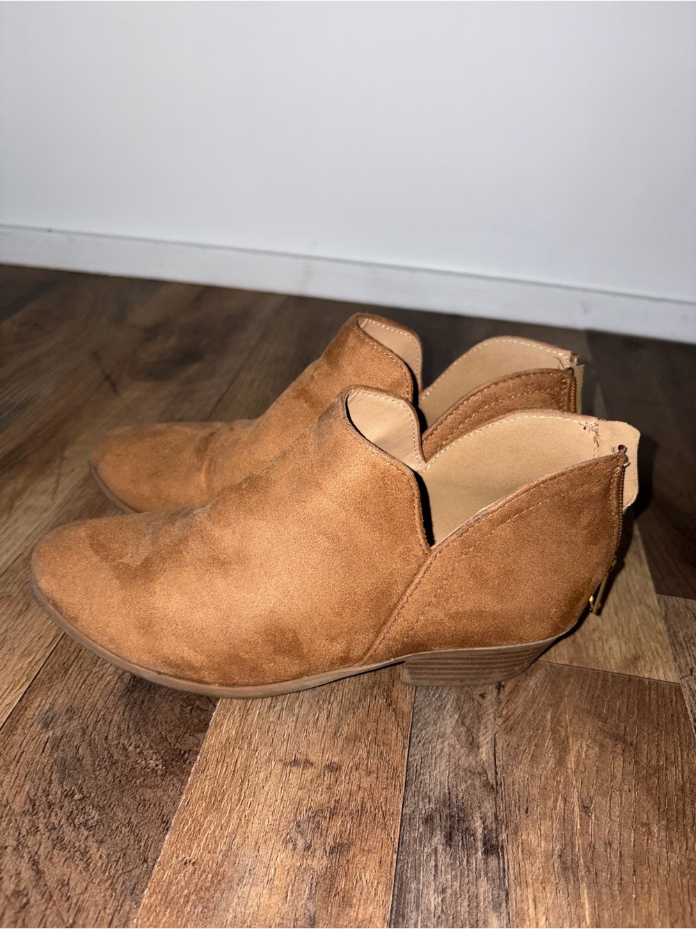 Women's Suede Ankle Bootie in Tan